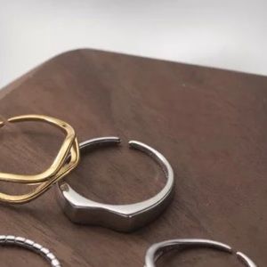 Silver Hollow Dent Ring 925 Sterling Silver 18K Gold Plated